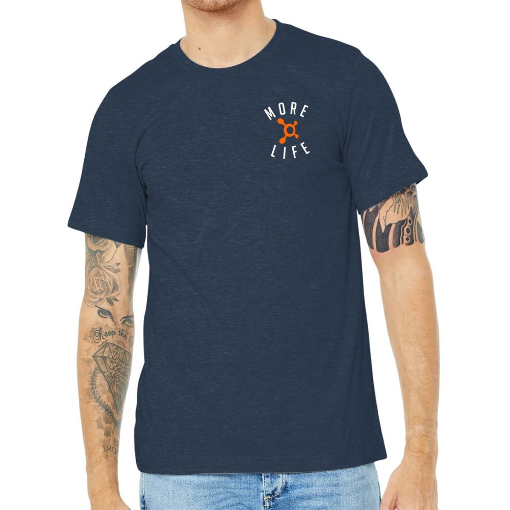 Orange Theory MORE LIFE Bella Canvas tee HEATHER NAVY